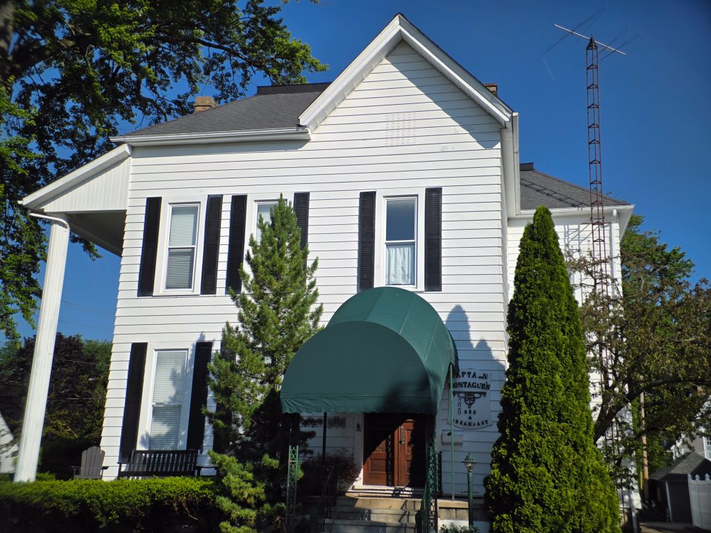 Captain Montague Bed & Breakfast, historic inn with pool and guest rooms in Huron, Ohio.