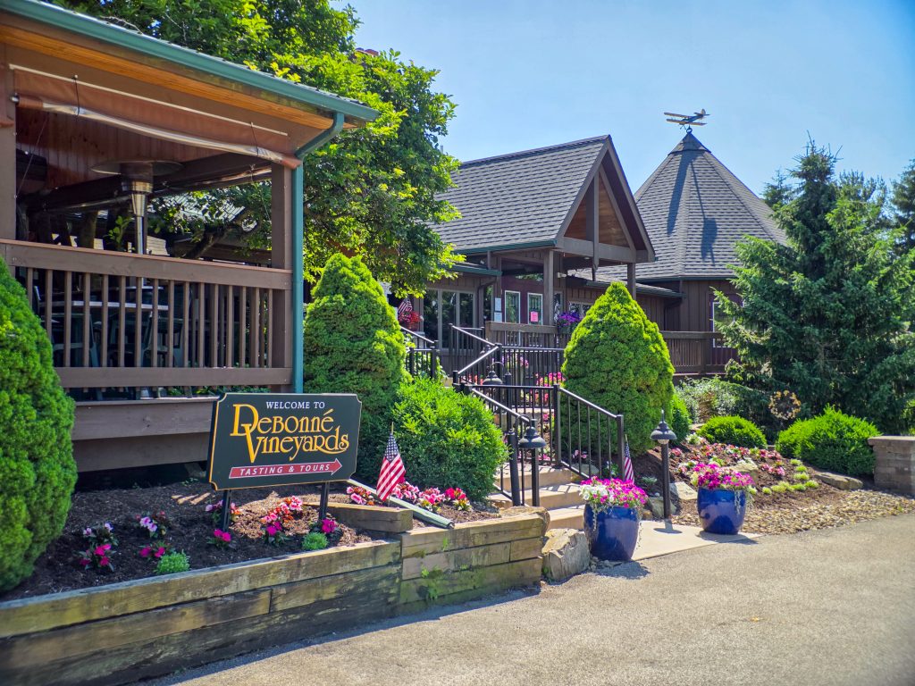 Exterior view of Debonne Vineyards winery building near Ashtabula, Ohio.