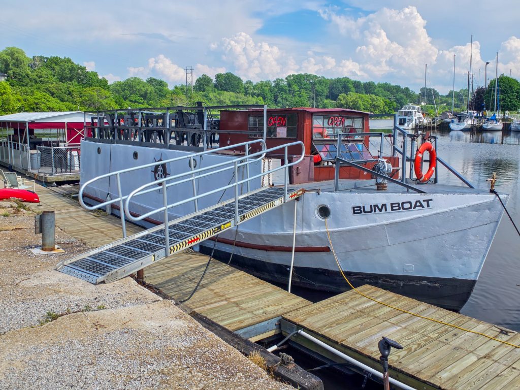 The Bum Boat floating bar in Ashtabula Harbor