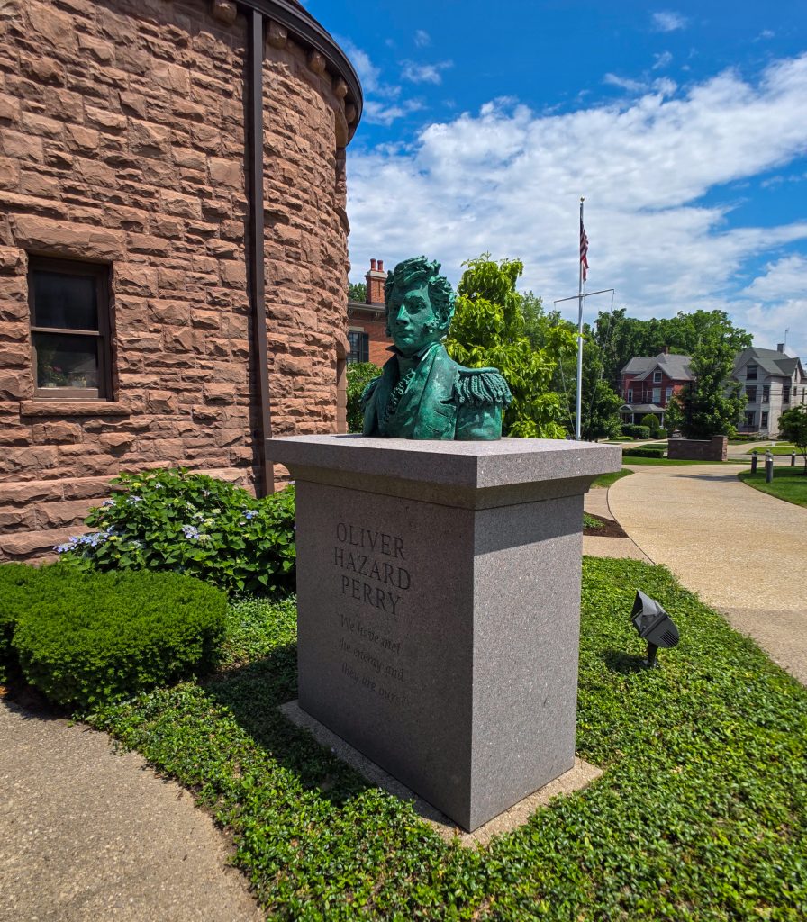 Bronze bust of Commodore Perry displayed on the grounds of the Hagen History Center in Erie PA.