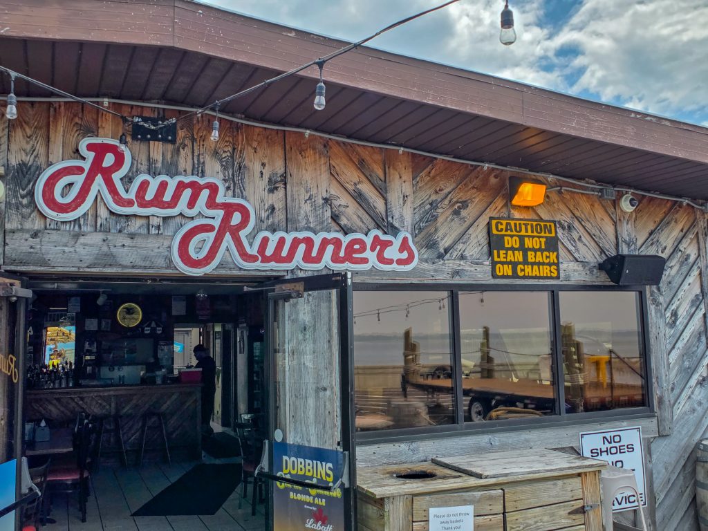Exterior of Rum Runners waterfront restaurant in Erie, Pennsylvania.