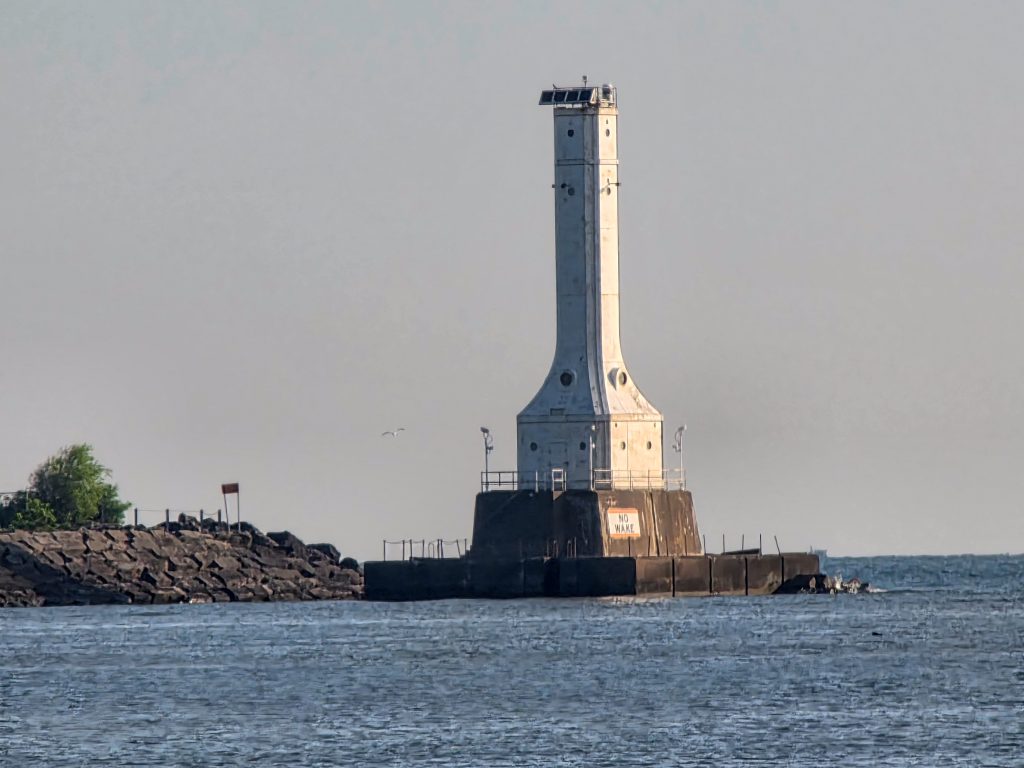 Huron Lighthouse on the pier overlooking Lake Erie in Huron, Ohio.