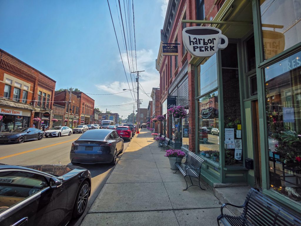Harbor Perk coffee shop on Historic Bridge Street in Ashtabula