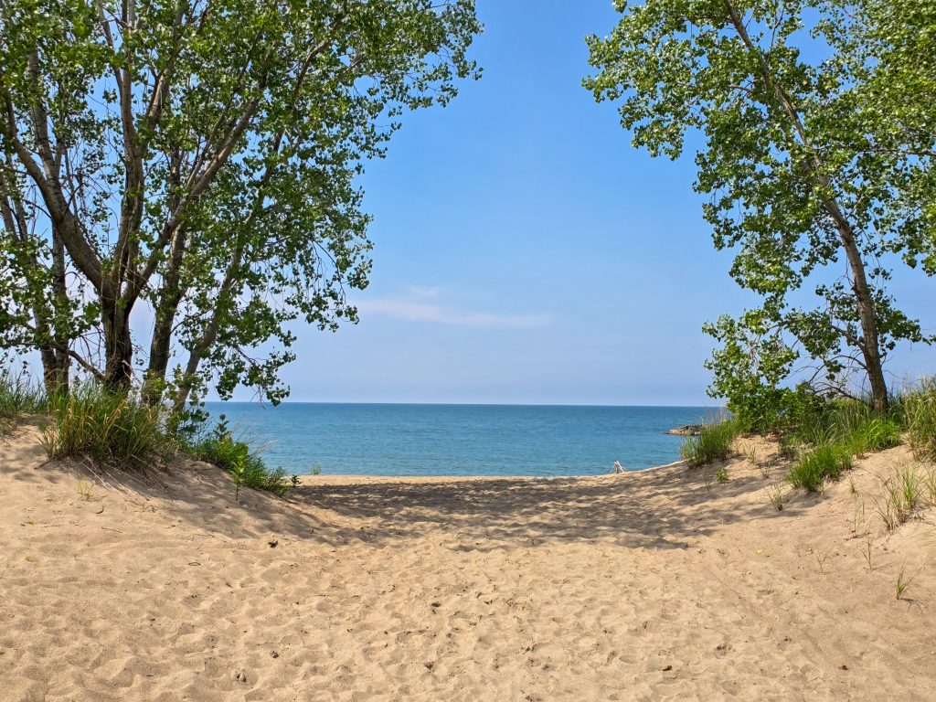Sandy beach along Lake Erie at Presque Isle State Park