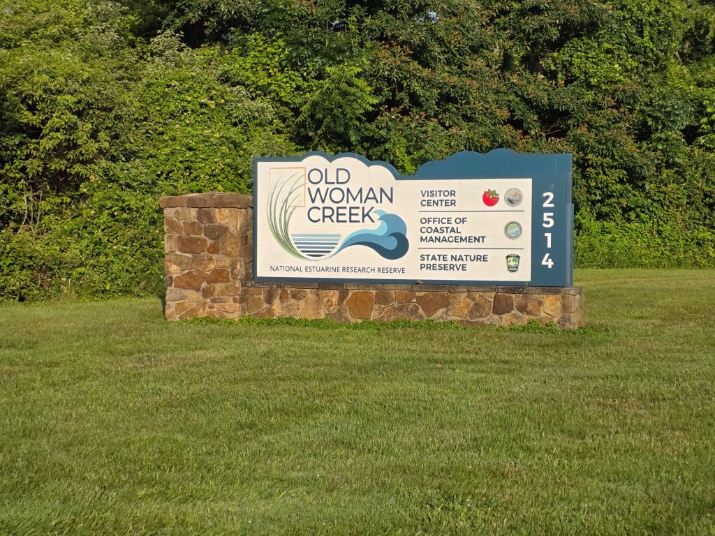 Old Woman Creek National Estuarine Research Reserve sign in Ohio