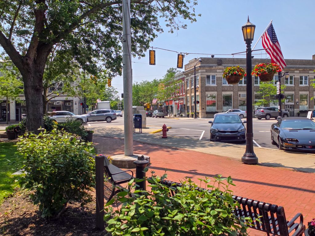 Downtown Vermilion viewed from East Exchange Park near Lake Erie