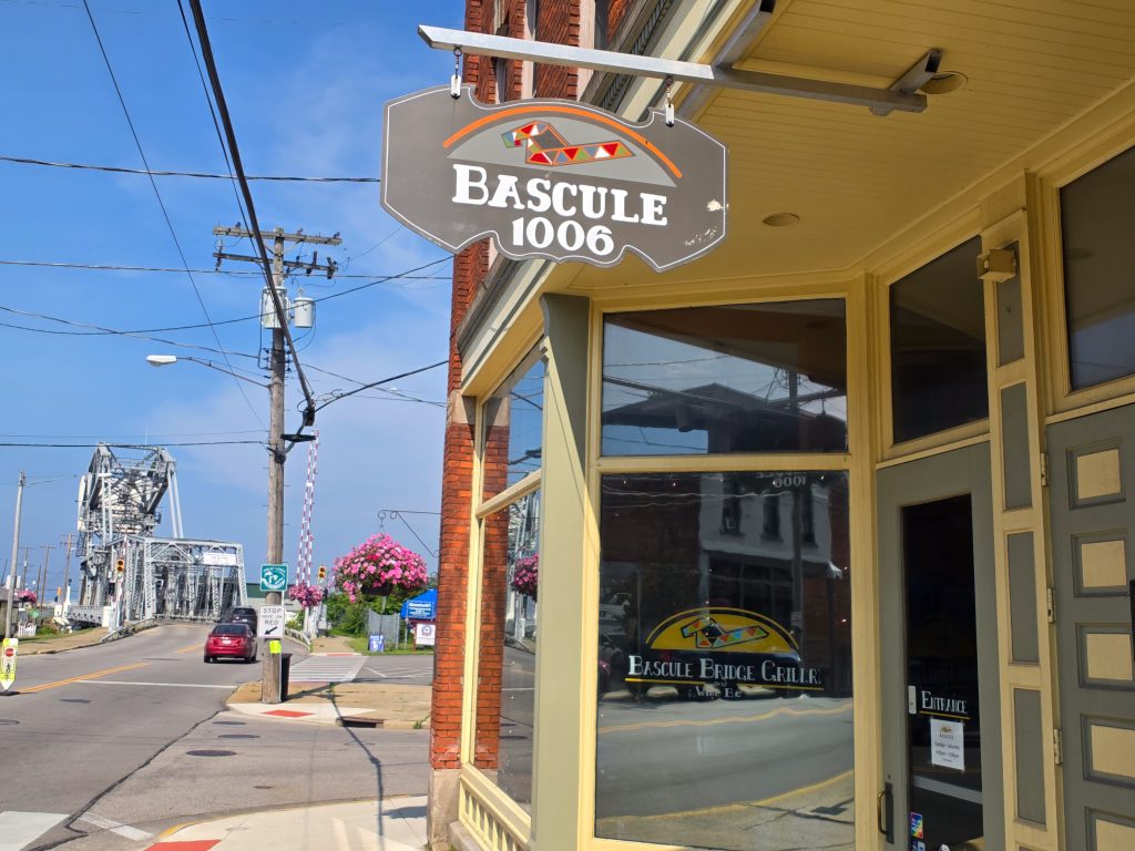 Bascule Bridge Grille with bascule bridge behind it in Ashtabula Ohio