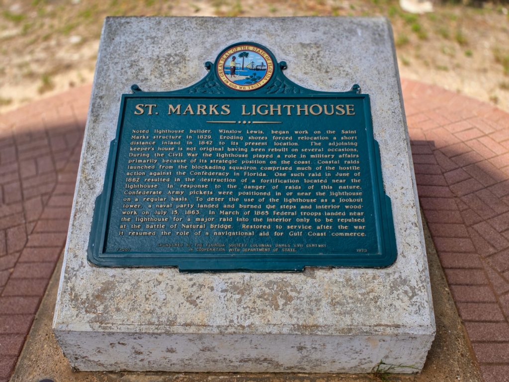 Informational plaque describing St. Marks Lighthouse history