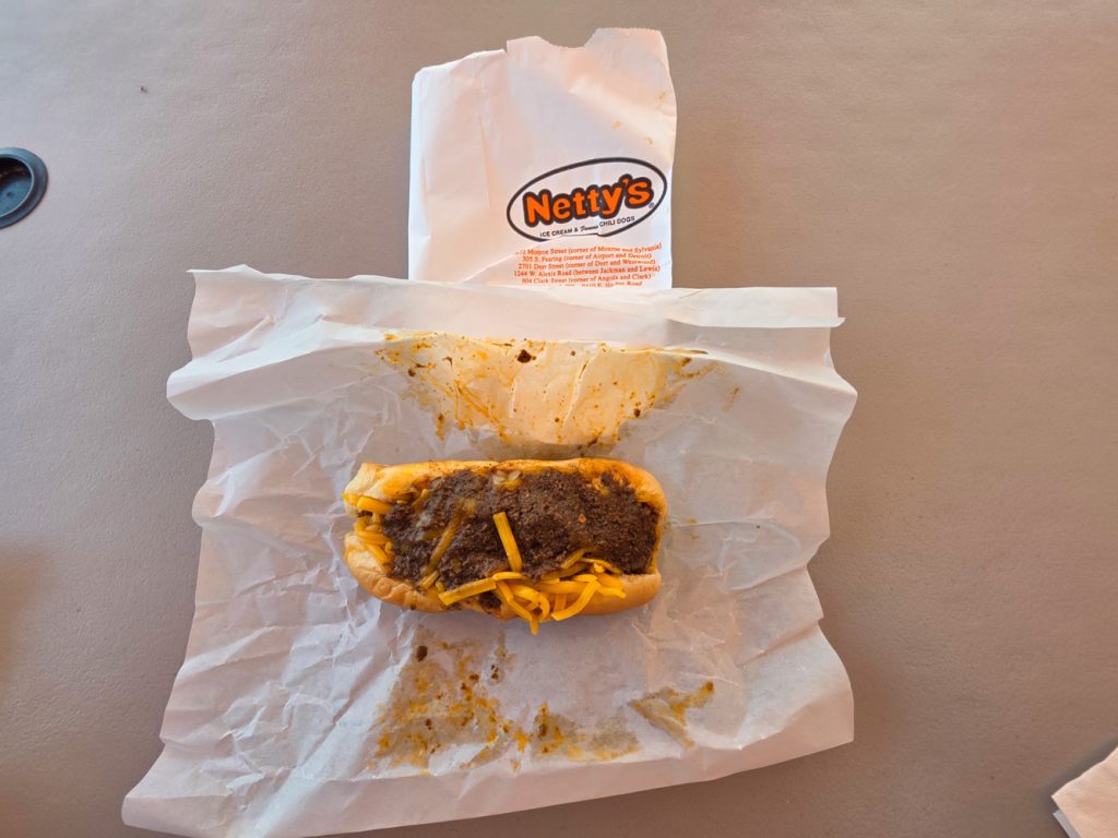 Chili dog served at Netty’s Ice Cream and Chili Dogs Marblehead Ohio