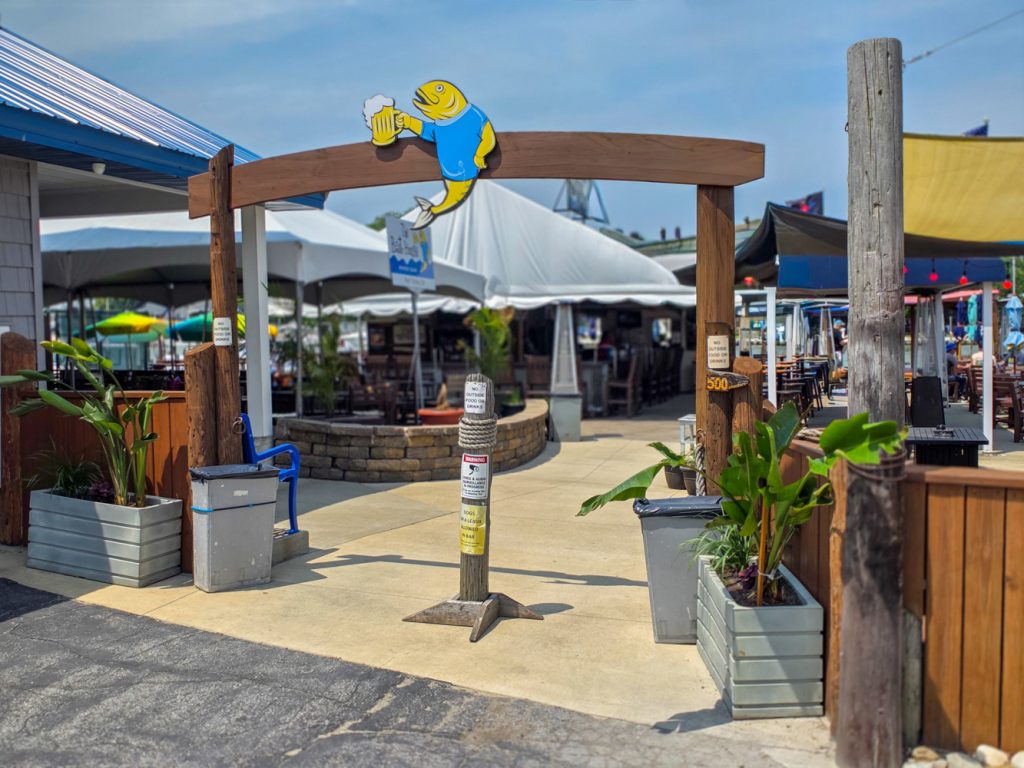 Patio dining at The Boathouse restaurant on the Portage River
